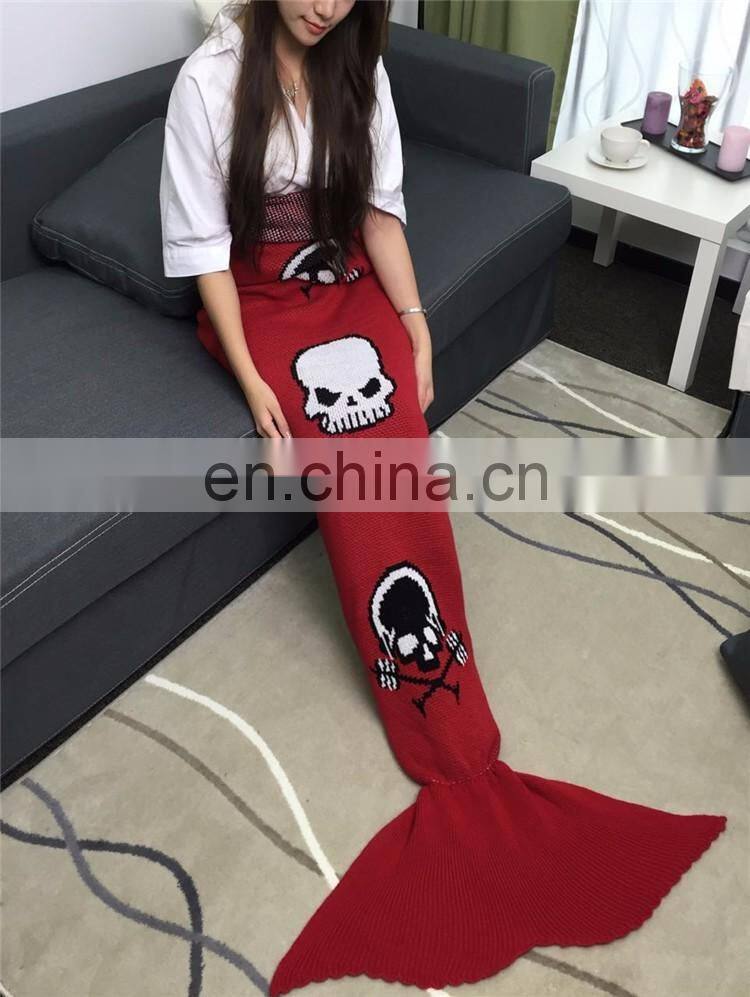 Funny Pattern Mermaid Tail Blanket Crocheted Knitting Wool For Adult Kid Sofa Bed Sleeping Bag