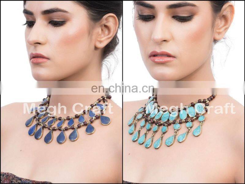 Vintage Lapis Boho necklace - Gypsy Turkish Necklace, Kuchi Afghan Tribal Boho Banjara Bohemian Jewelry