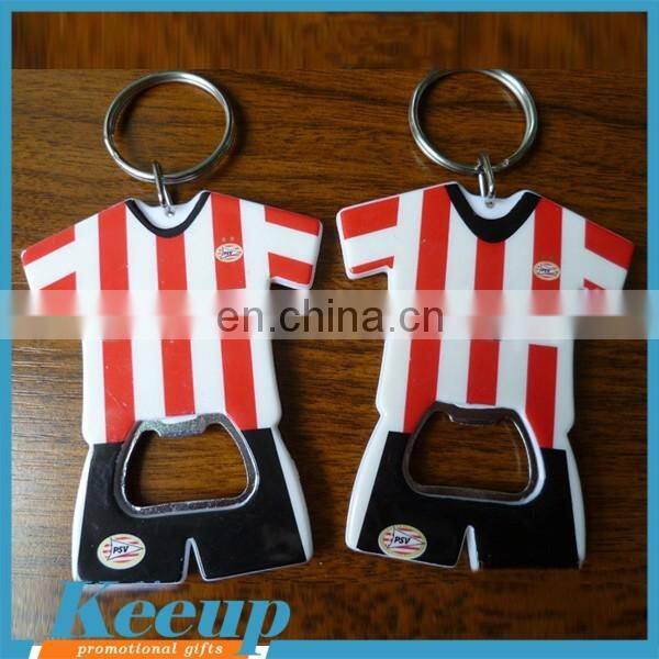 Promotional High Quality plastic t shirt bottle opener keyring