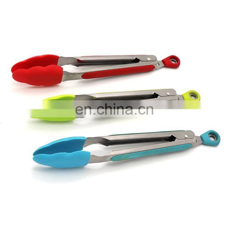 Hot Sell stainless steel handles silicone tongs with Lock