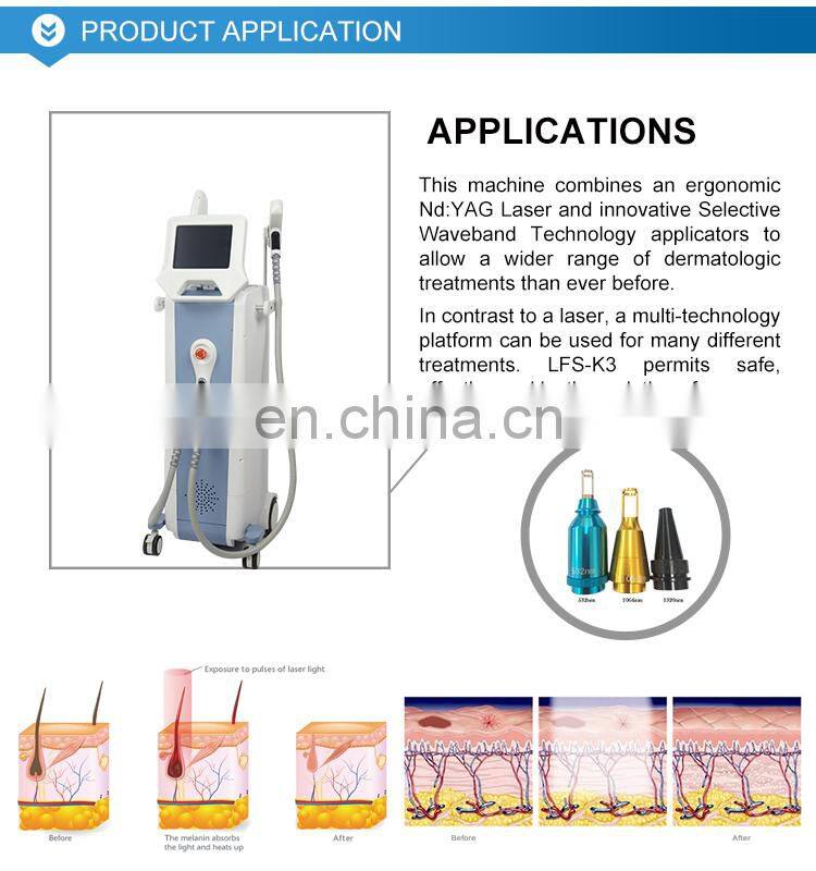 LFS-K3 LEFIS IPL Laser Beauty Equipment/Portable Elight ipl+ND yag laser/ hair removal tattoo removal machine