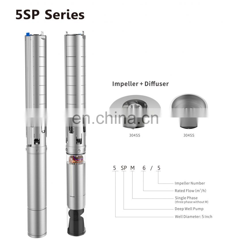 5SP pump 55hp 4kw electric motor water submersible impeller price jet pump for deep well