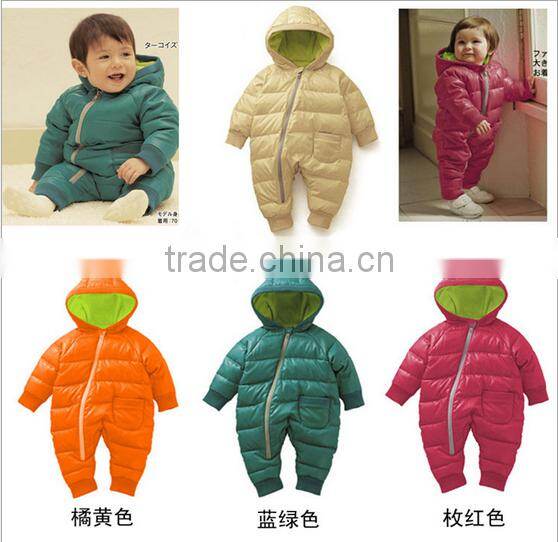 2015 walson winter thick baby anmial romper baby jumpsuit with button