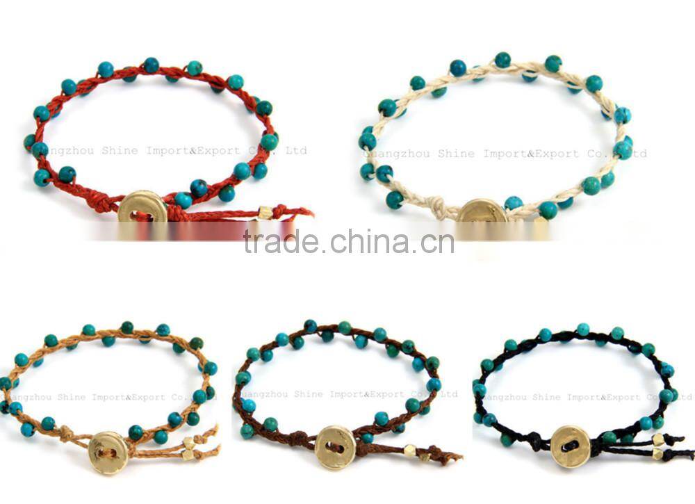 fashion jewelry hand woven bracelet alloy charm bracelet from guangzhou