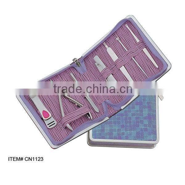 Metal sivler ring purple manicure set