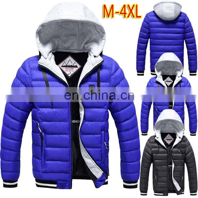 Wholesale custom large size fashion trend men's long-sleeved down warm hooded smart heating adjustable temperature jacket