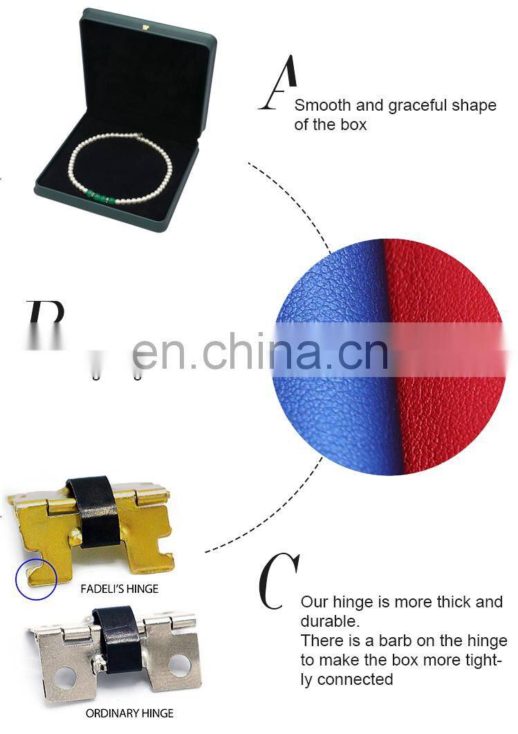 Fadeli Custom Logo Top Quality Blackish Green PU Leather Velvet Insert Boxes Necklace Gift Packaging Plastic Jewelry Box