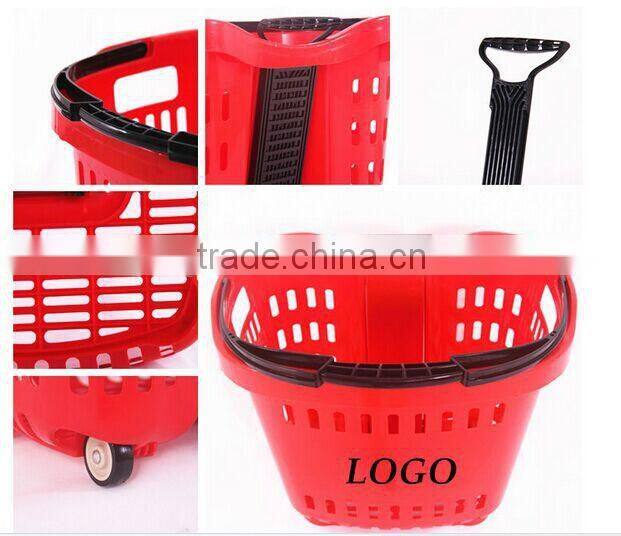 laundry plastic shopping basket with wheels