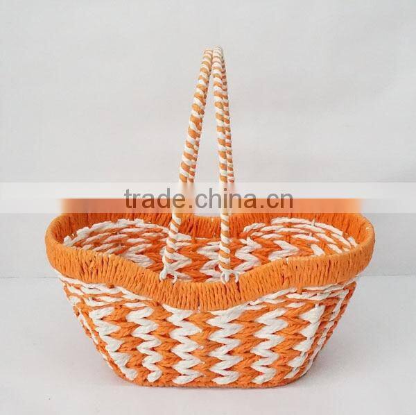 handmade colorful paper rope gift basket with handle
