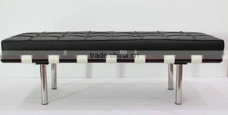 Replica German style Classic Black Italian Genuine leather Barcelona Daybed, Barcelona collections by Ludwing Mies Van der Rohe