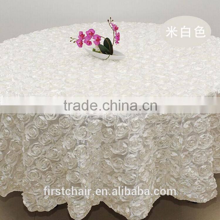 luxury special embroidery purple color satin rose hotel table cloth for wedding