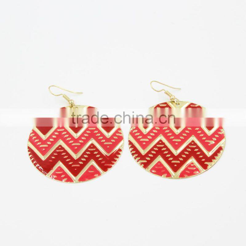 2016 New design earrings enameled chevron earrings fish hook fashion earrings wholesale