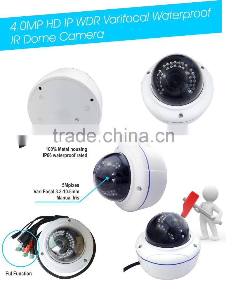 4.0MP H.265 HD IP Camera WDR H.265 Nigth Vision With Bracket Weather/Waterproof IP IR Dome Camera CCTV Camera