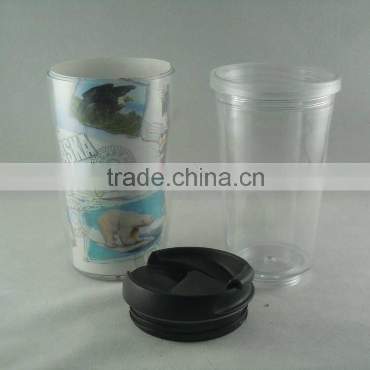 China Made Detachable Food Grade Double Wall Plastic Advertisement Cup