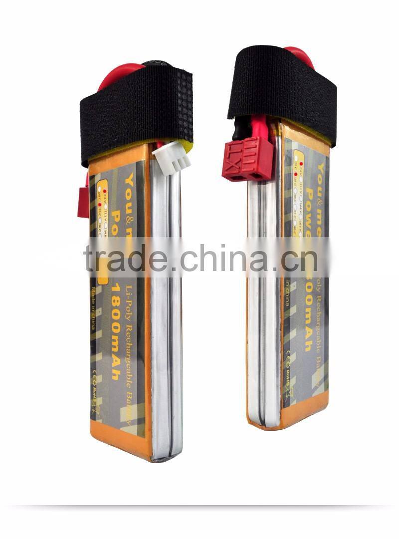 High discharge 1800mAh 7.4v propel rc helicopter battery