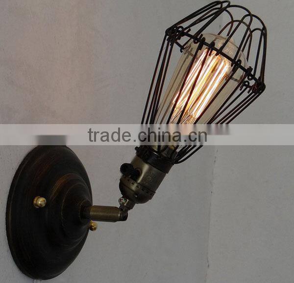 Vintage Industrial Lamp Edison Brass Cage Wall Light