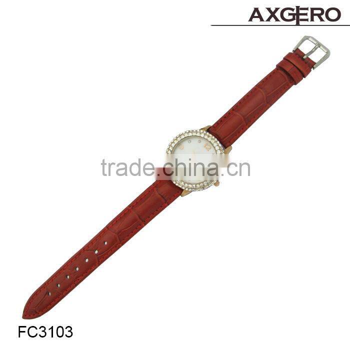 Hot sale diamonds leather watch vogue lady watch