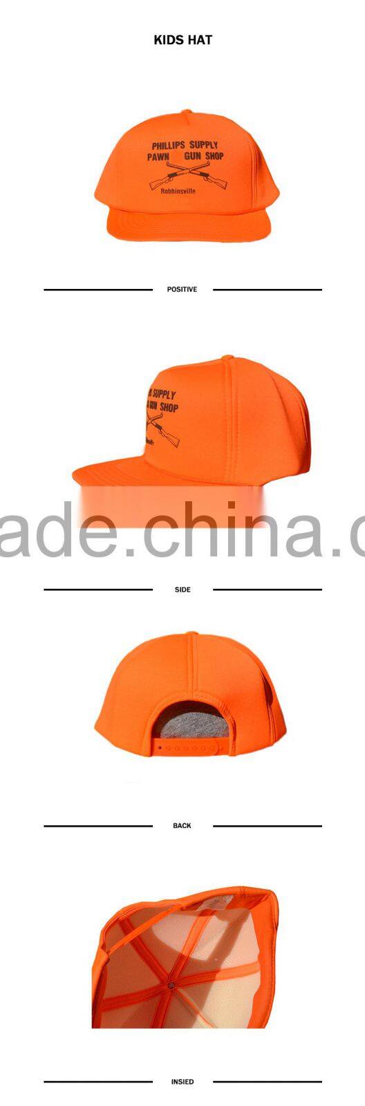 Fashion hip hop caps kids foam and mesh kids trucker cap
