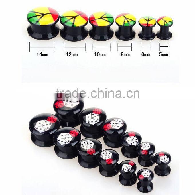 Surgical steel earrings flesh tunnel piercings with cz stones