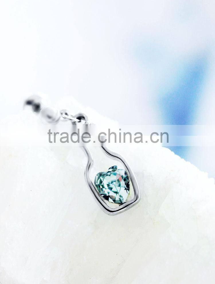 Valentine's Day Gift Jewelry Drift Bottle Crystal Heart Earrings