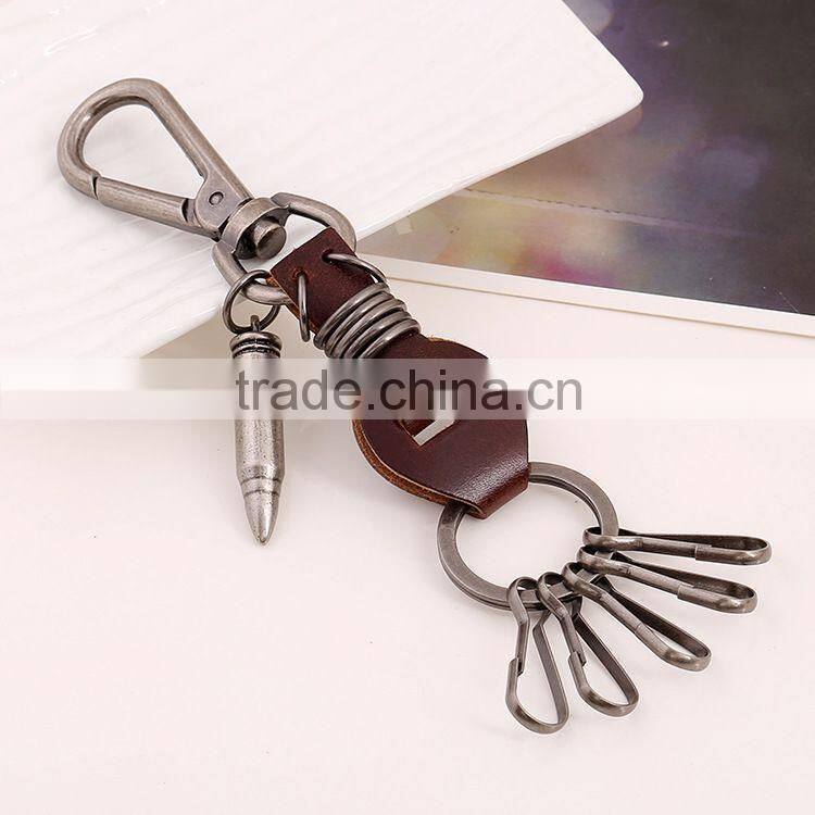 High Quality Hot Sale Lovely Genuine Handmade Leather Keychain With Key Ring Leather Keychain