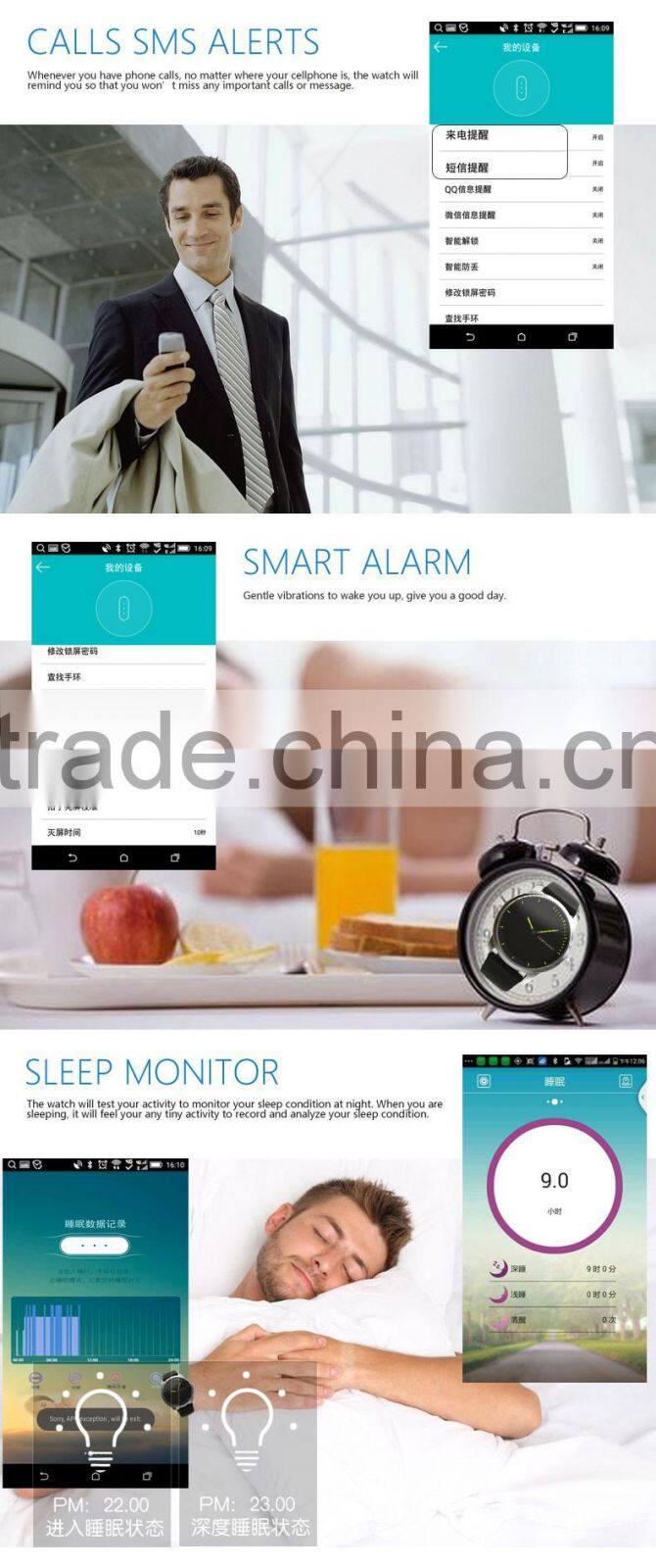 Smart sport watch with bluetooth V4.0 LTE waterproof function