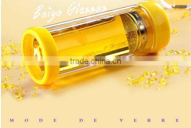 hot protected cheap price double wall glass tea infusion bottle