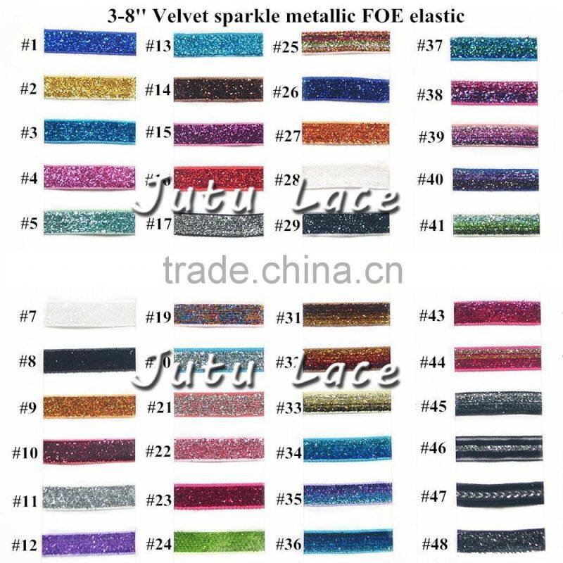 NeW HOT Sale!!Hair Accessories Decoration 5/8 ''sparkle elastic FOE velvet type of glitter hair tie