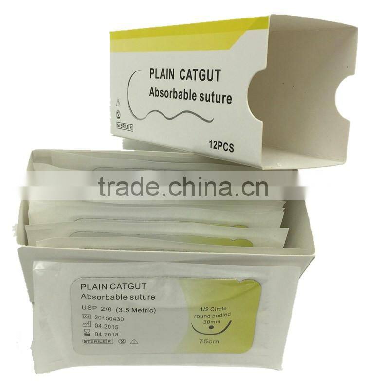 CE/ISO Approved Medical Disposable Plain Catgut Surgical Suture With Needle