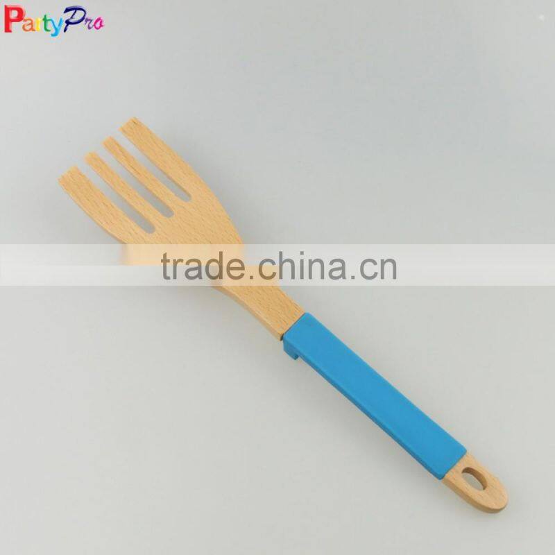 2016 new colorful Bamboo forks kitchen utensils with silicone handles