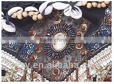 Black Wool Fabric and Red Rope Tassel Tribal Belly Dance costume
