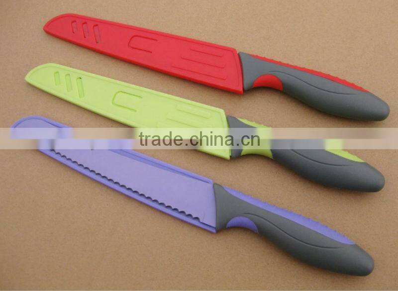 8" new handle bread knife with plastic sheath