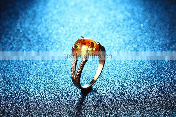 Less than 1 dollar imitation amber jewelry rhinestone gemstone finger ring