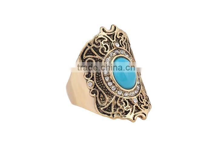 Best selling 1 dollar product gold plated zinc alloy resin single stone finger ring