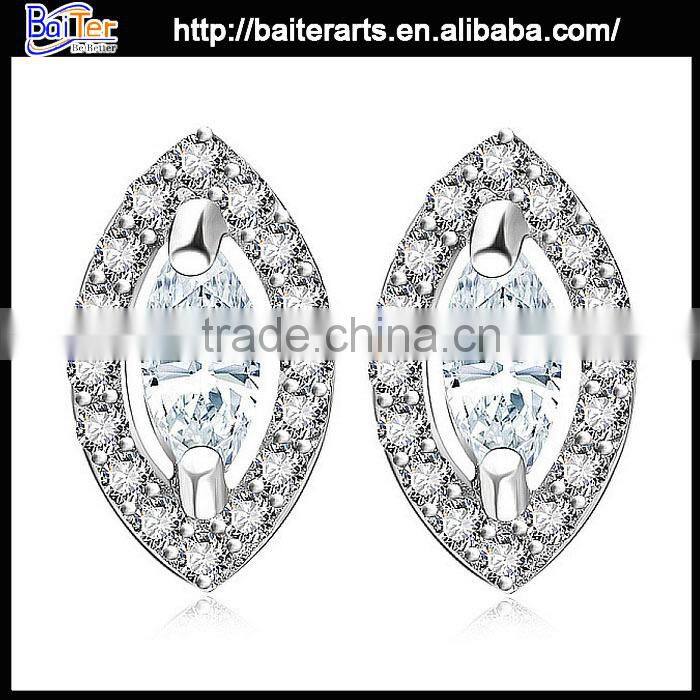 Fashion Women's Silver Micro Pave Earring, Fashion Pearl Earring ,Girl 925 Sterling Silver Earring