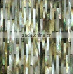 Strip black/gray mother of pearl seashell mosaic wall tile wall panel