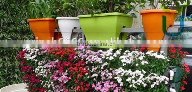new product Plastic baluster flowerpot balcony planter, Railing Planter