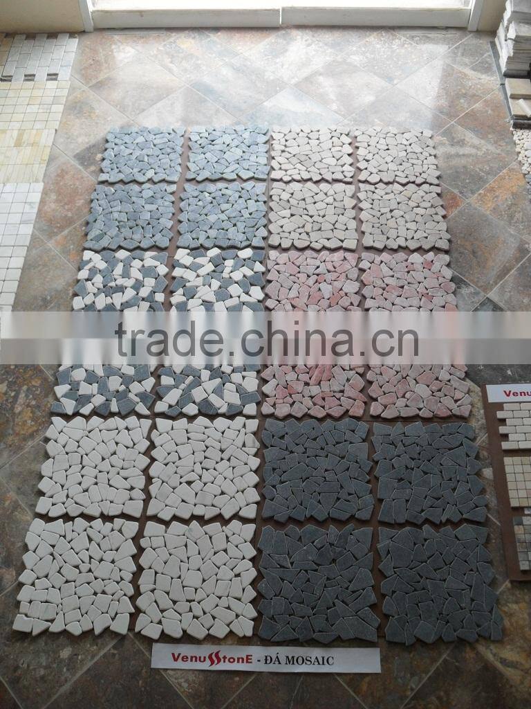 Dark Emperador Random Marble Mosaic Tiles - Crazy Cut