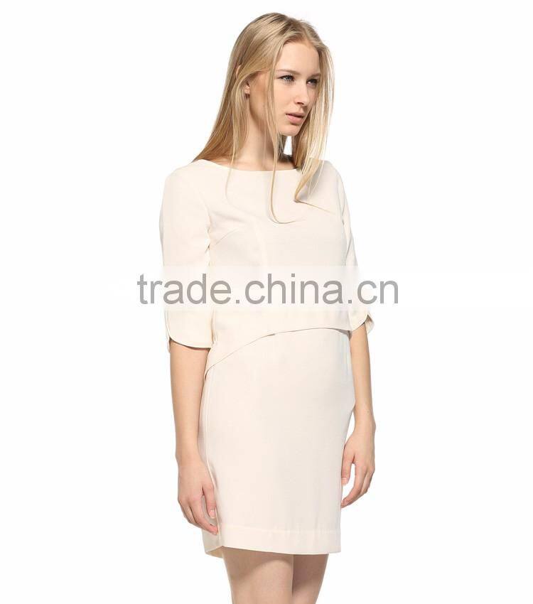 Women's False Fake Two Pieces Wear to Work Party Short Sleeve Dress OEM Type ODM Manufacturer Clothes Factory Guangzhou