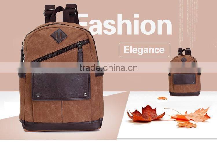 guangzhou canvas schoolbag laptop bag travelling bag with pu