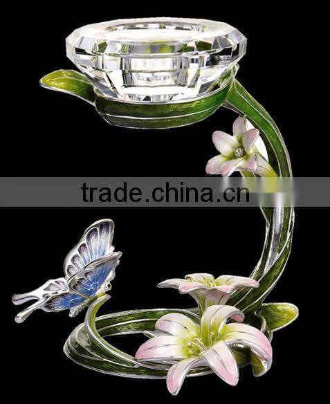 2014 New Design, Crystal/Glass Candle Holder with Enamel for Newly Weds