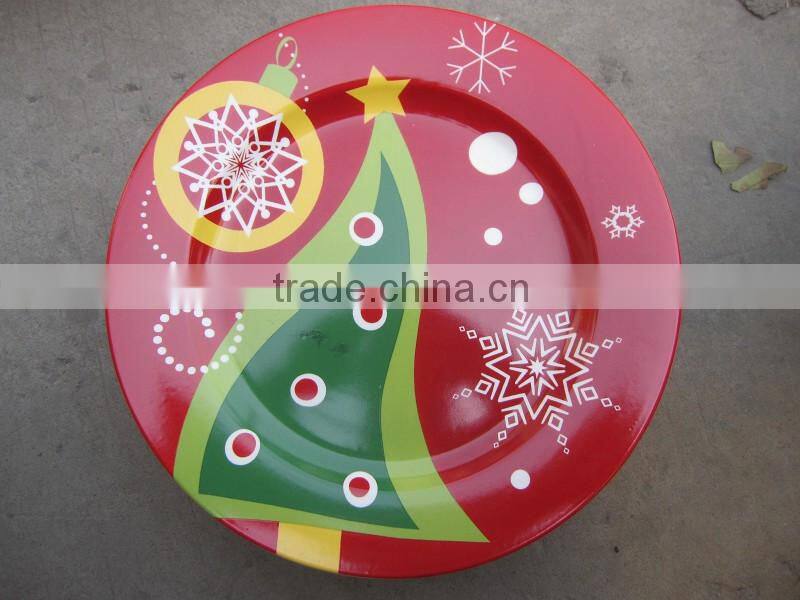 Ceramic flat plate white porcelain dinner plate for Christmas