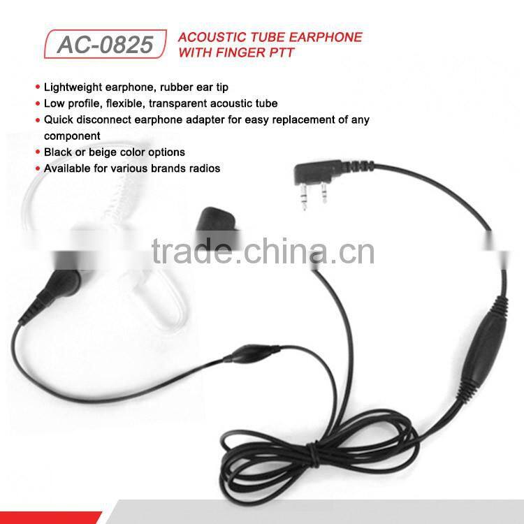 Earpiece Headset PTT Mic For Radio Kenwood Acoustic Tube Earphone
