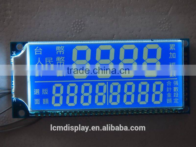 negative character white symbol segement character money-counting machine lcd display,lcd digital counter display,
