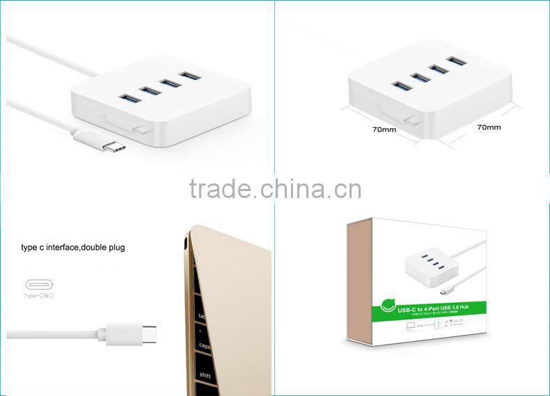 High-tech usb 3.0 por hub 4 port usb c type connector with 5V/1A output