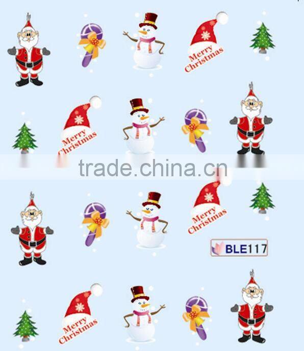 2015 HOT Sell BLE Series Christmas Water Transfer Decals Christmas Nail Rrt Sticker
