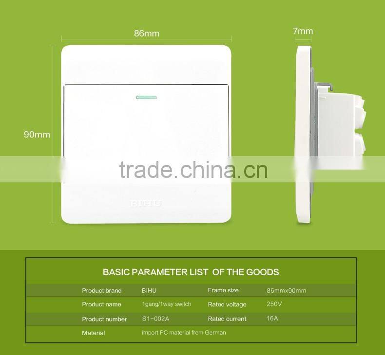 Good quality shanghai BIHU factory price wall gang light switch for sale
