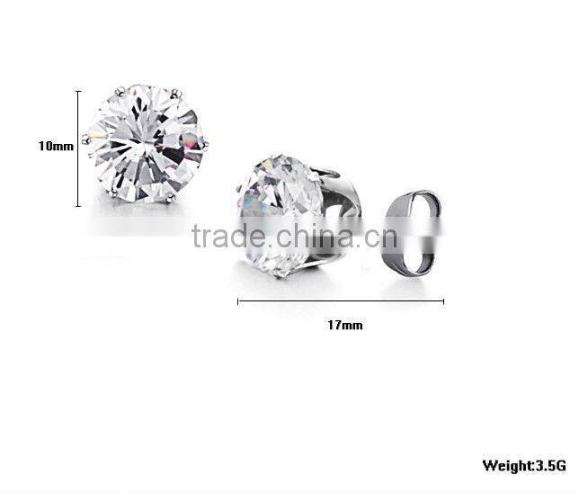 2013 hot selling cz stone earrings purple colored stone stud earrings