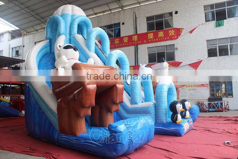 bear polar triple slide giant inflatable dry slide for kids