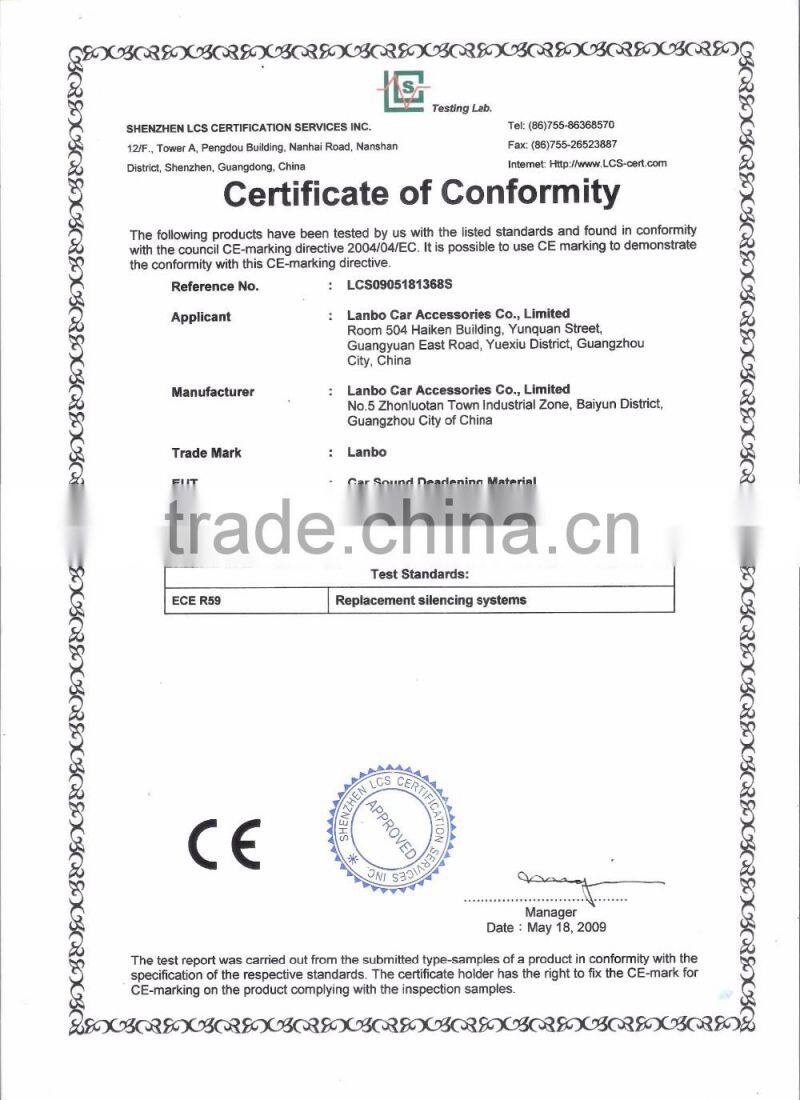 LANBO car interior accessories open cell self-adhesive car sound absorbing material